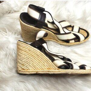 Lauren Ralph Lauren Espadrille Wedge Brown cream 8.5